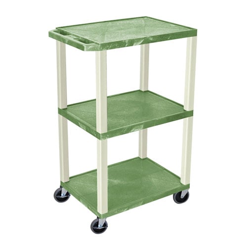 H. Wilson Tuffy 42"  Utility and Audio / Visual Cart (3-Shelf Putty Legs)