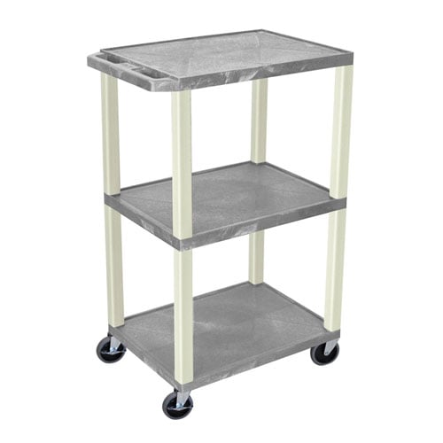 H. Wilson WT42GYE Gray 42" High Tuffy Utility A/V Cart(3-Shelf Putty Legs)