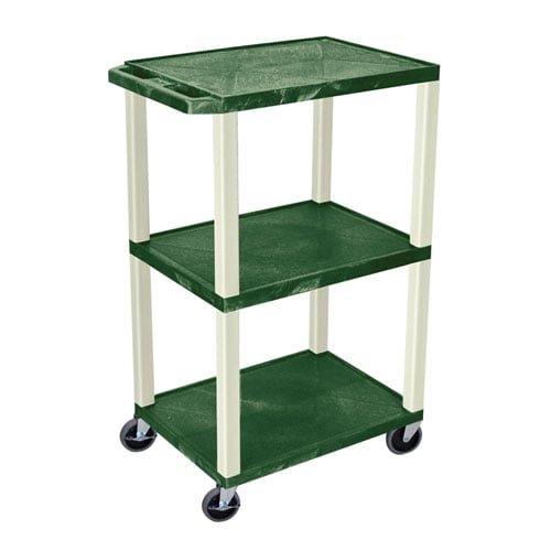 H. Wilson Tuffy 42"  Utility and Audio / Visual Cart (3-Shelf Putty Legs)