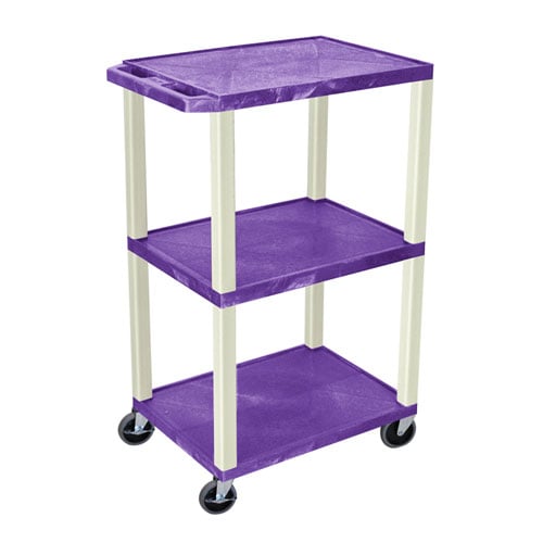 H. Wilson WT42PE Purple 42" High Tuffy Utility A/V Cart(3-Shelf Putty Legs)