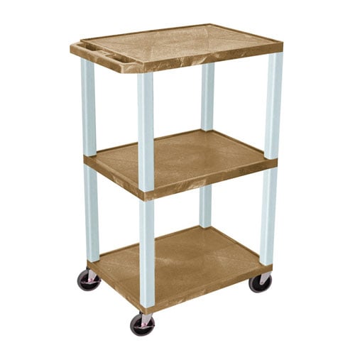 Luxor WT42TNE Tan 18" x 24" Tuffy Utility and Audio / Visual Cart (Putty Legs)