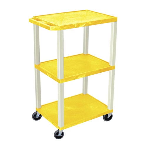 H. Wilson WT42YE Yellow 42" High Tuffy Utility A/V Cart(3-Shelf Putty Legs)