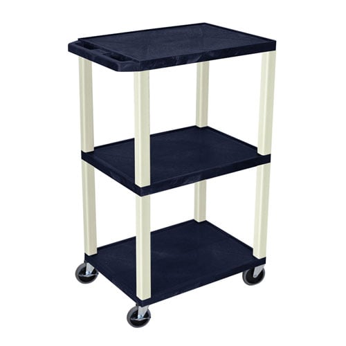 H. Wilson Tuffy 42"  Utility and Audio / Visual Cart (3-Shelf Putty Legs)
