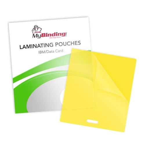 Yellow 10mil IBM Data Laminating Pouches with Short Side Slot - 100pk