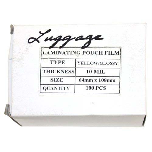 Yellow 10mil Luggage Tag With Slot Laminating Pouches 100pk
