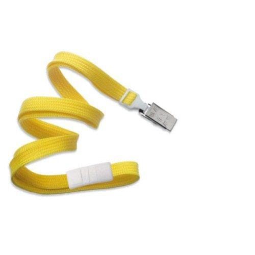 Yellow Flat Braid Break-Away Lanyard with Bulldog Clip - 100pk