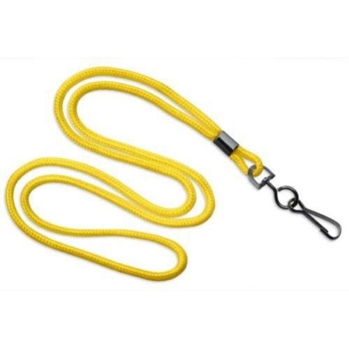 Yellow Round Braid Lanyard with Black Swivel Hook - 100pk