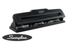 Universal UNV74323 12 Sheet Black Countertop Adjustable 2 Or 3 Hole Punch - 9/32" Holes