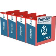 Easyview 5" Red Premium Customizable Angle D Ring View Binder - 4pk