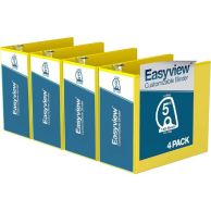 Easyview 5" Yellow Premium Customizable Angle D Ring View Binder - 4pk