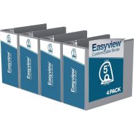 Easyview 5" Grey Premium Customizable Angle D Ring View Binder - 4pk
