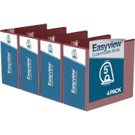 Easyview 5" Burgundy Premium Customizable Angle D Ring View Binder - 4pk