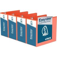 Easyview 5" Orange Premium Customizable Angle D Ring View Binder - 4pk