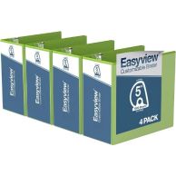 Easyview 5" Lime Green Premium Customizable Angle D Ring View Binder - 4pk