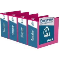 Easyview 5" Pink Premium Customizable Angle D Ring View Binder - 4pk