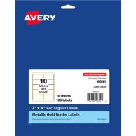 Avery 2" x 4" Gold Foil Permanent Address Lables - 100pk