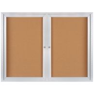 4' x 3' Enclosed Cork Board with Aluminum Frame (2-Door) - 1 EACH