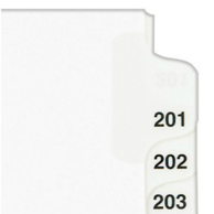 Avery 201-225 White Legal 11x8.5 Avery Style Collated Dividers - 01338