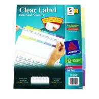 Avery 5-tab Multicolor 11 Inch x 8.5 Inch Clear Label Dividers (5pk) - 11990 Image 1