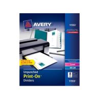 Avery 8-Tab Unpunched Print-On Dividers with White Tabs - 5 Sets Image 1