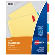 Avery Multicolor 5-Tab Clear Reinforced Buff Insertable Dividers - 1 Set Image 1