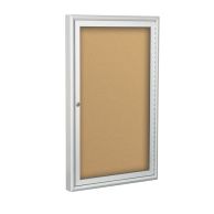 Best-Rite 1- Door Outdoor Enclosed Natural Cork Bulletin Board with Silver Frame Image 1