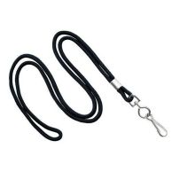 Black 27 Inch Round Cord Lanyard with 2 Swivel Hooks - 1/8 Inch Image 1