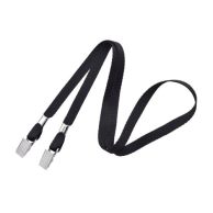 3/8" Flat Open Ended Lanyards with Two Bulldog Clips - 100pk Image 1