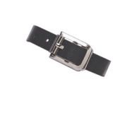 Black 5-3/8 Inch x 3/8 Inch Leather Luggage Strap with Nickel Buckle Image 1