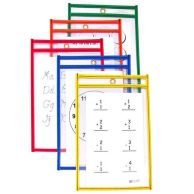 C- Line 6 x 9 Inch Primary Colors Reusable Dry Erase Pockets - 10/PK  Image 1