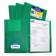 C-Line Two-Pocket Heavyweight Poly Green Folder with Prongs - 25/PK Image 1