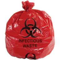 Infectious Waste Trash Liner - Red with "Infectious Waste" Print, 40 - 45 Gallon, 1.1 Mil. - 100pk