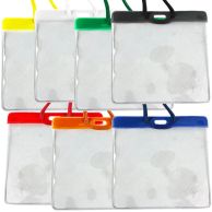 Extra Large Color Bar Badge Holders with Neck Cords Image 1