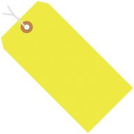Fluorescent Yellow 13 Pt. Shipping Tags - Pre-Strung - 1000pk