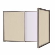 VisuAll PC Beige Tackboard-Markerboardghent-visuall-pc-whiteboard-cabinet-with-beige-fabric-bulletin-board-exterior-doors-image-1 Conference Cabinet Image 1