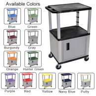 H. Wilson Tuffy 18" x 24" Utility and Audio / Visual Cart with Cabinet (3-Shelf Nickel Legs) Image 1
