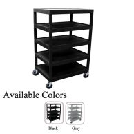 luxor 32" x 24" 5-flat shelf molded plastic utility cart image-3