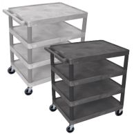luxor 32" x 24" 4-flat shelf molded plastic utility carts image-1