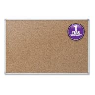 mead natural cork  bulletin board with aluminum frame image-1