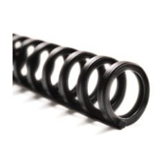 Close-up image of GBC Black ProClick Spines, showcasing their durable, flexible coil design for binding documents.