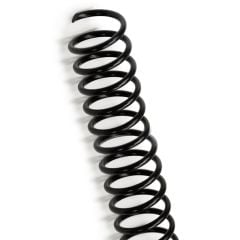 Close-up view of a Black 4:1 Pitch Plastic Spiral Binding Coil, showing its smooth, durable structure and tightly wound design.