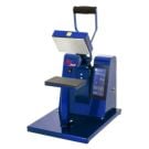 A blue HIX FH-3000 Manual Flat Head Press with a 3.75" x 6" platen, featuring a compact design with a digital control panel and an ergonomic handle.