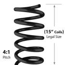 A 15" Spiral Binding Color Coil for Legal Size Books with a 4:1 Pitch, showcasing its coil structure.