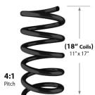 Close-up view of a black 18" Spiral Binding Color Coil for 11 x 17 Size Books with a 4:1 pitch.