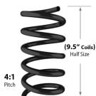 Close-up view of 9.5" Spiral Coil Binding Supplies for Half Size Books with 4:1 pitch.