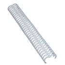 A close-up view of a GBC Frost Proclick Spines binding comb, featuring a durable, flexible spine with open loops for easy editing.