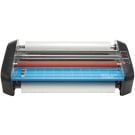 A GBC Pinnacle 27 Standard 27" School Thermal Roll Laminator, featuring a sleek design with dual rollers and a blue cutting mat surface.