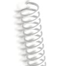Close-up view of a White 4:1 Pitch Plastic Spiral Binding Coil, showcasing its durable and flexible design for binding documents.