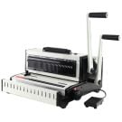 The Tamerica Opticombo-341 3:1 Wire and 4:1 Coil Punch Binding Machine featuring dual levers and a sturdy design for efficient document binding.
