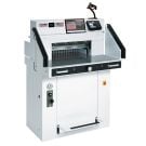 The Triumph 5560 21-5/8" Programmable Hydraulic Paper Cutter with VRCut Software, featuring a modern design with digital display panels and sturdy cutting blades.